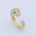 3D Gorgeous Jaguar Panther Leopard Dazzle Cubic Zircon Adjustable Gold Filled Ring Gift for Her Birthday Gift O-481