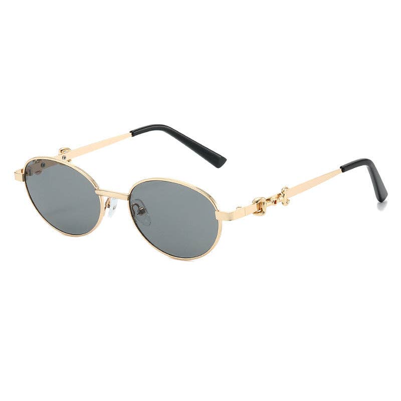Oval Frame Metal Sunglasses UV400 Protection Stylish