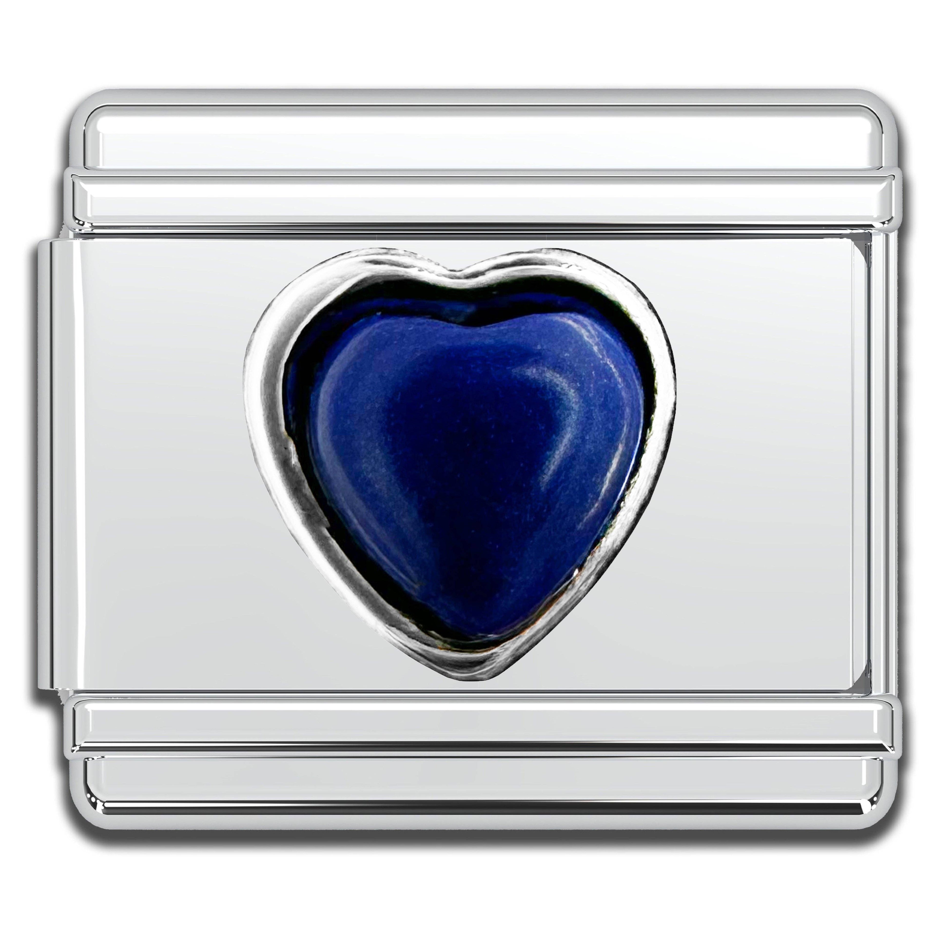 Italian Charm Bracelet Charms - Gemstone Heart Links