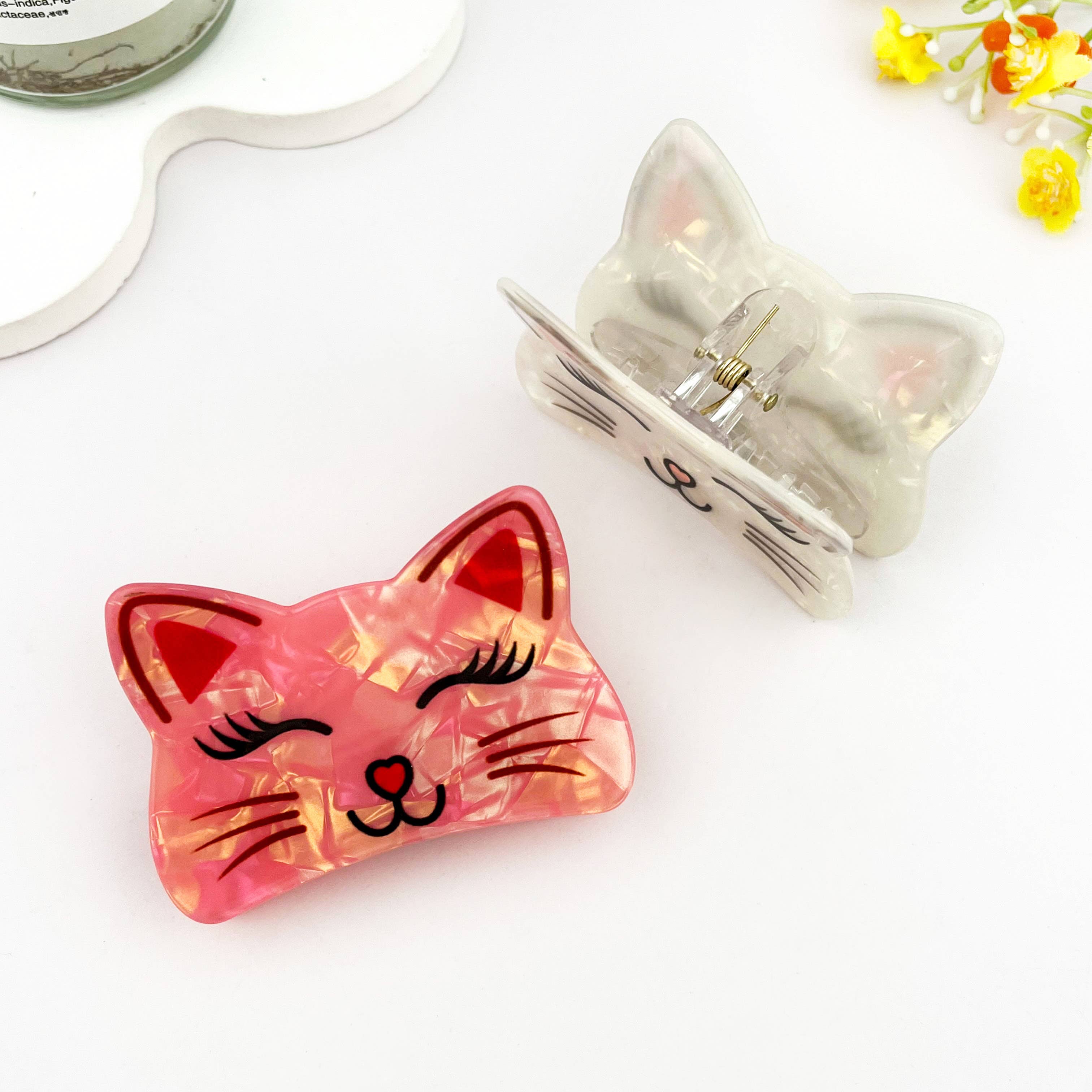 Cute Smiling Cat Print Animal Hair Claw Clip