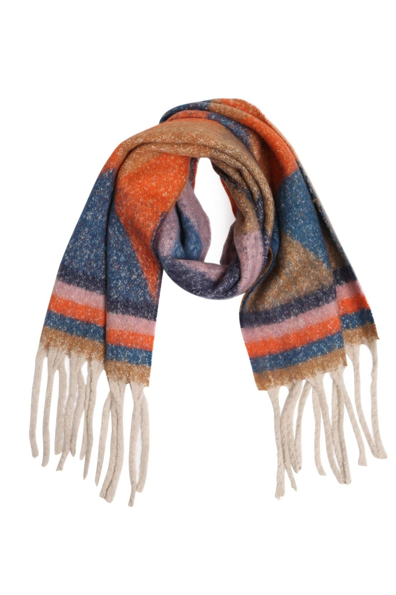 JS2418 Geo Chunky Oblong Scarf with Fringe