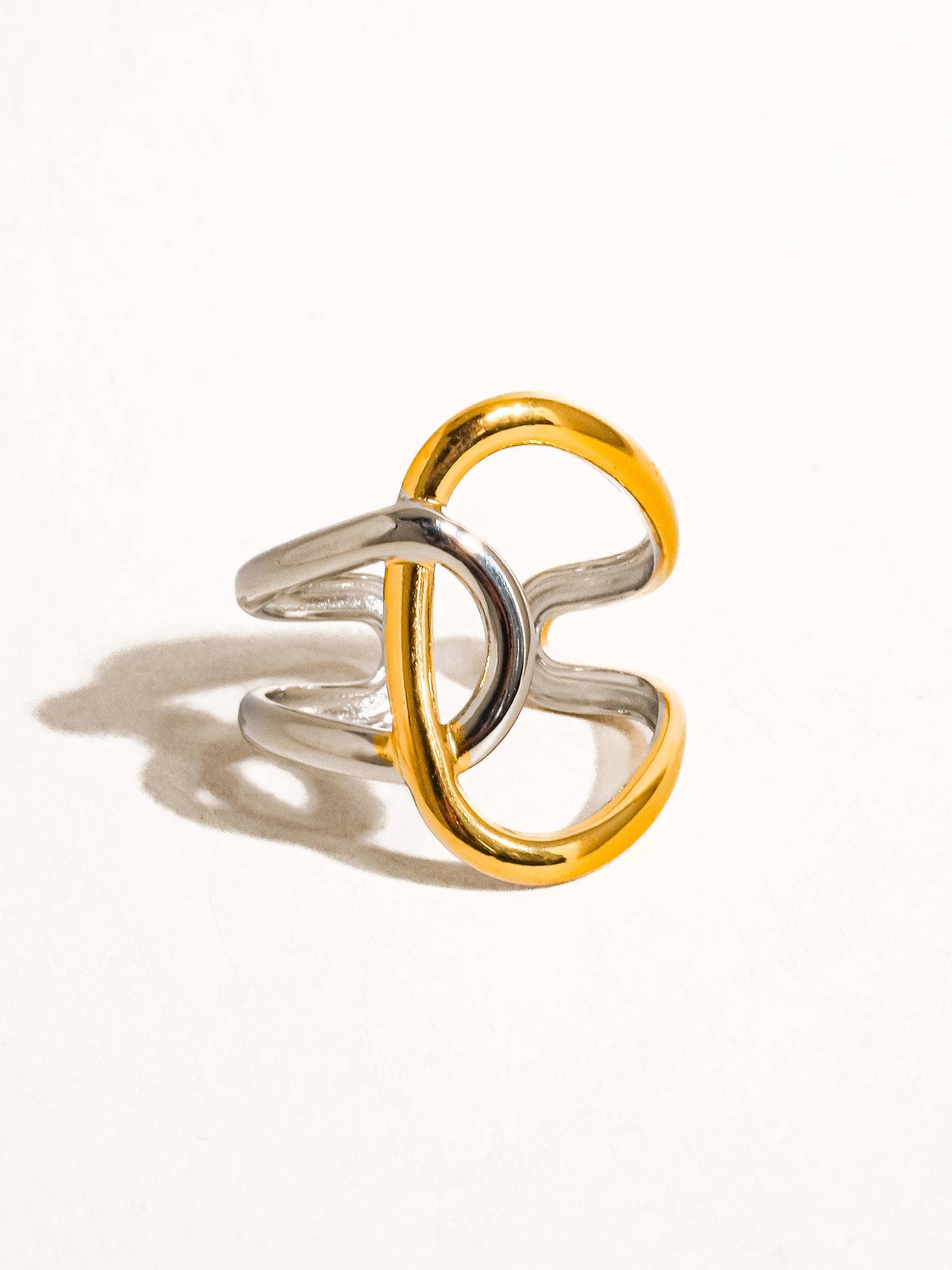Lior 18K Gold Non-Tarnish Abstract Two Tone Ring