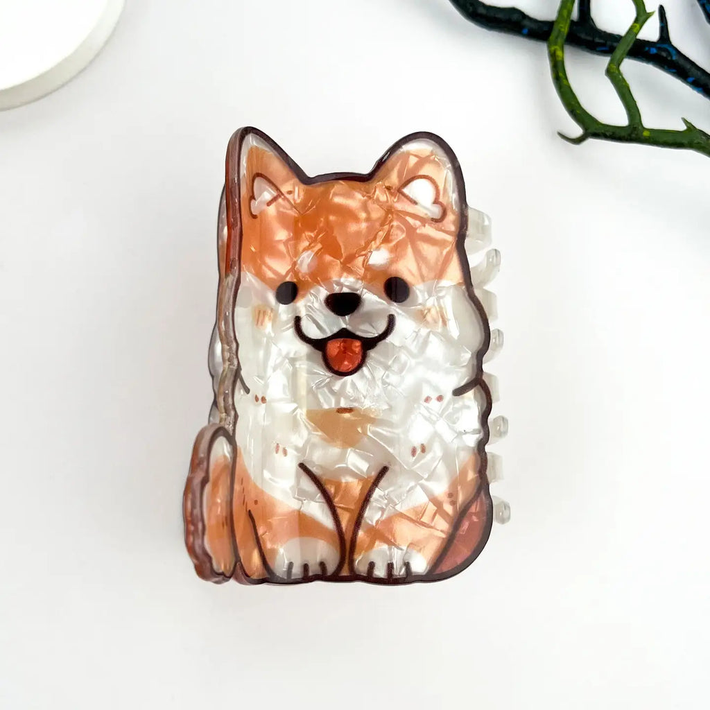 Smile Dog Print Acrylic Hair Claw Clip