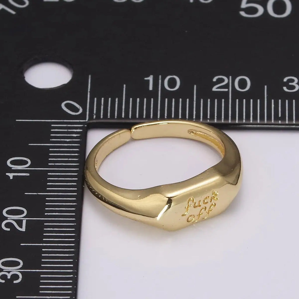 Dainty Gold Fuck Off Signet Ring Fuckoff Rings Open Adjustable Signet Ring Gold Rings For Women U-133