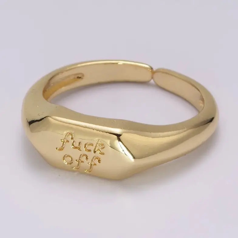 Dainty Gold Fuck Off Signet Ring Fuckoff Rings Open Adjustable Signet Ring Gold Rings For Women U-133