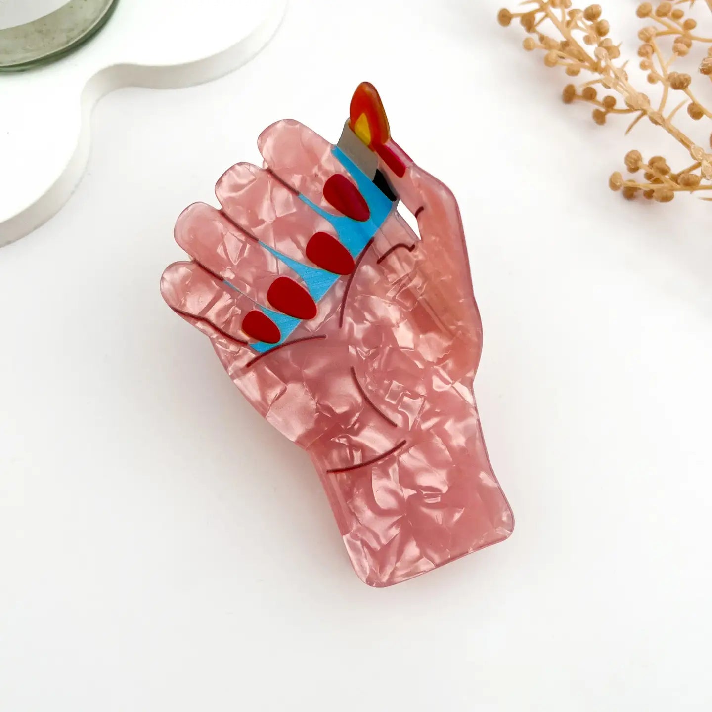 Smoking Hand Hair Claw – Bold Pvc Graphic Clip