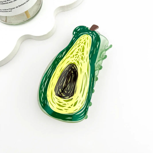 Fruit Still Life Hair Claw – avocado Pvc Clip