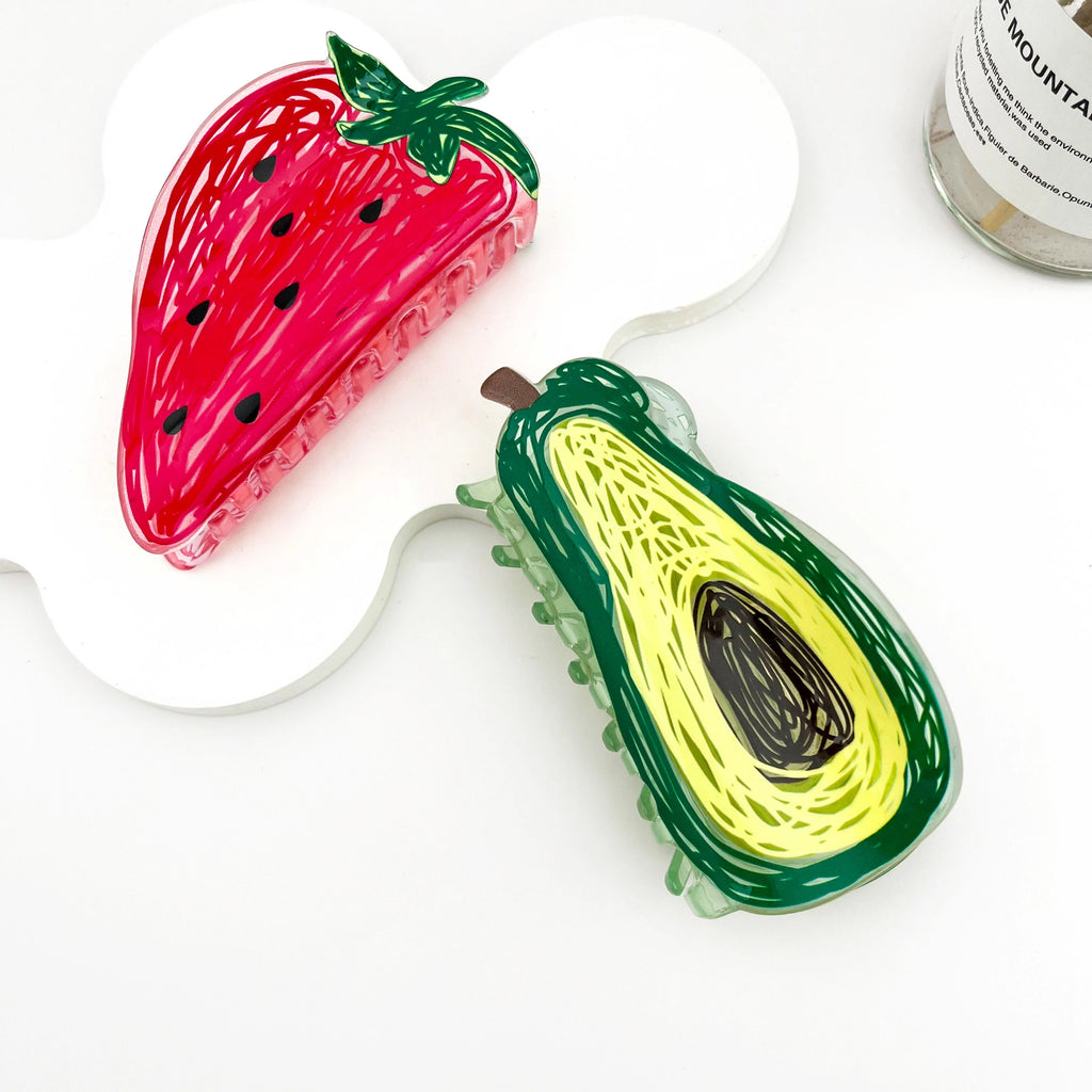 Fruit Still Life Hair Claw – Artistic Pvc Clip