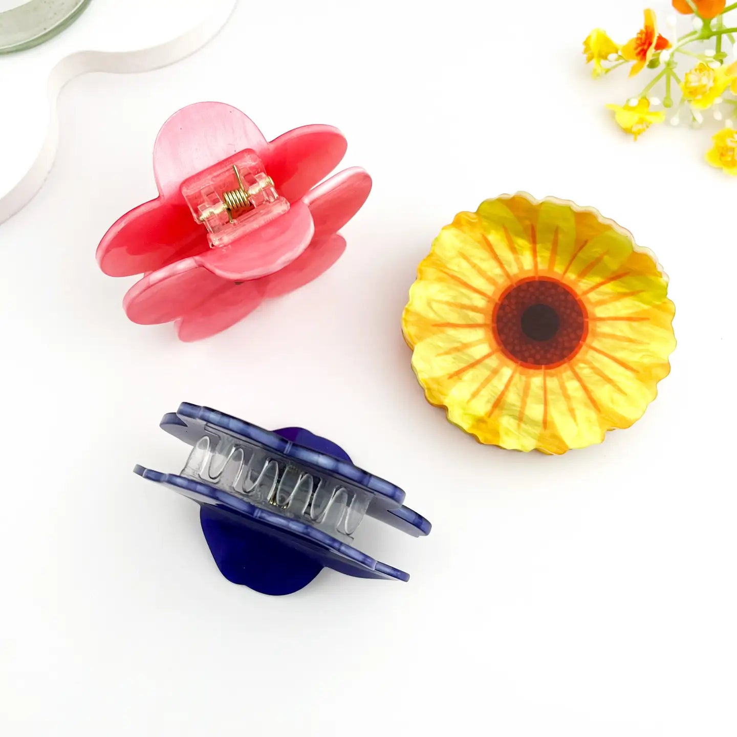 Summer Floral Print Hair Claw – Bright Acetate Clip