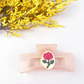 Vintage Rose Medal Pink Hair Claw Clip