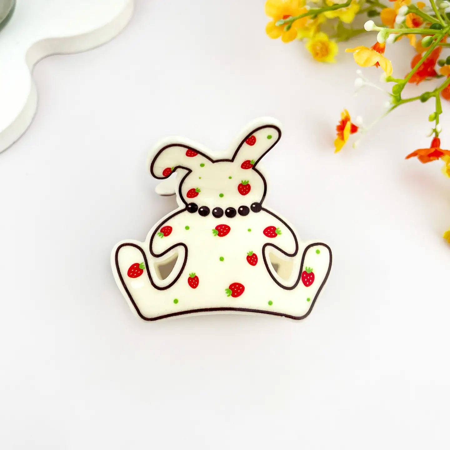 Strawberry Bunny Acrylic Hair Claw Clip