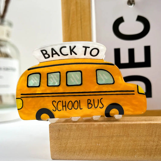 School Bus Acrylic Hair Claw Clip