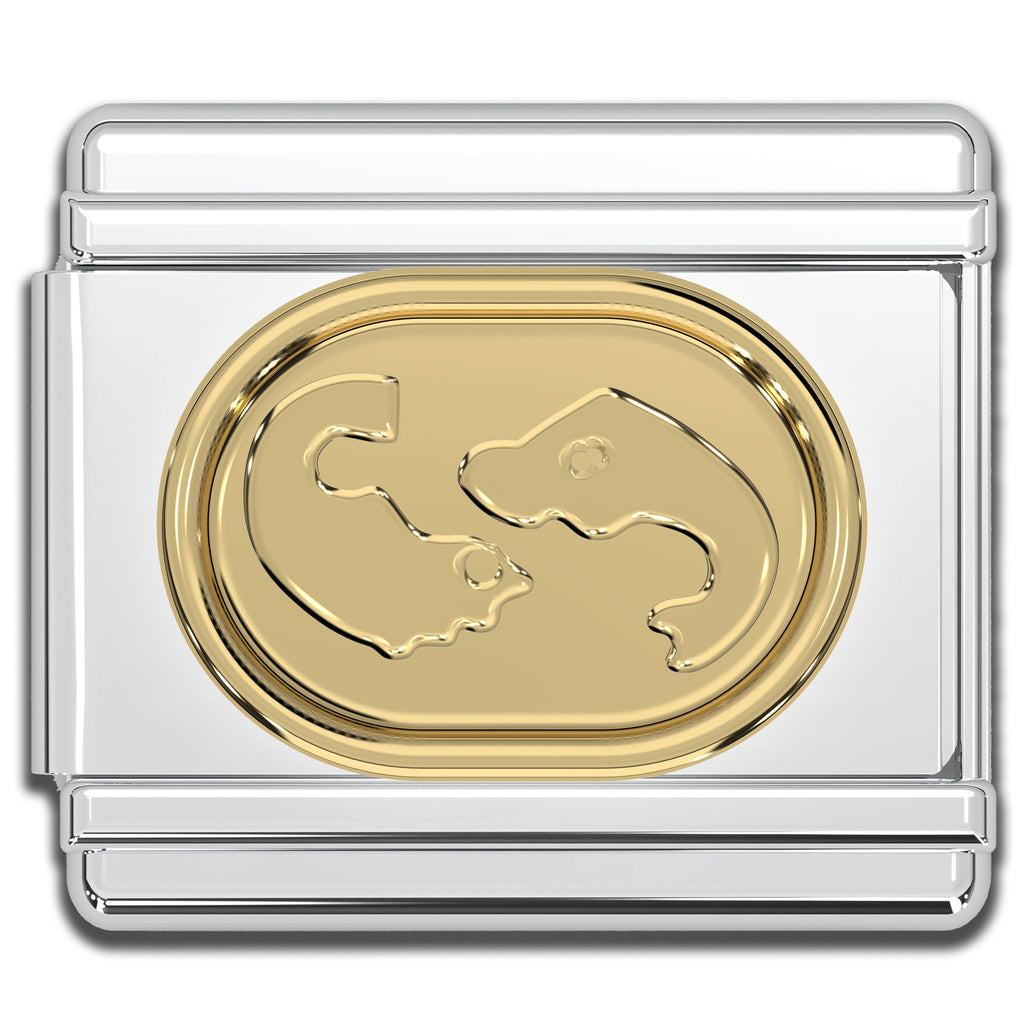 Italian Charms - Pisces Zodiac, 9mm Gold Bracelet Links