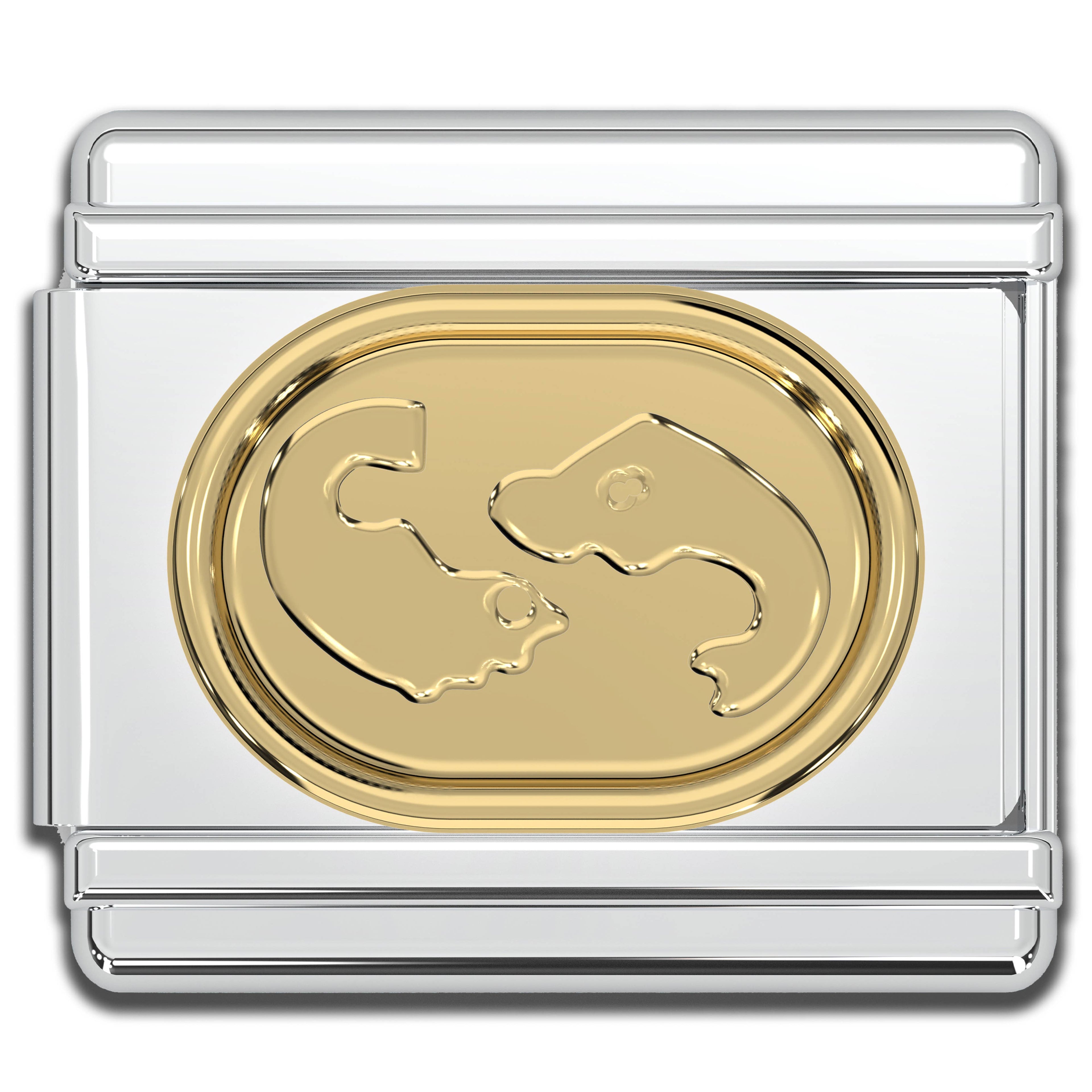 Italian Charms - Pisces Zodiac, 9mm Gold Bracelet Links