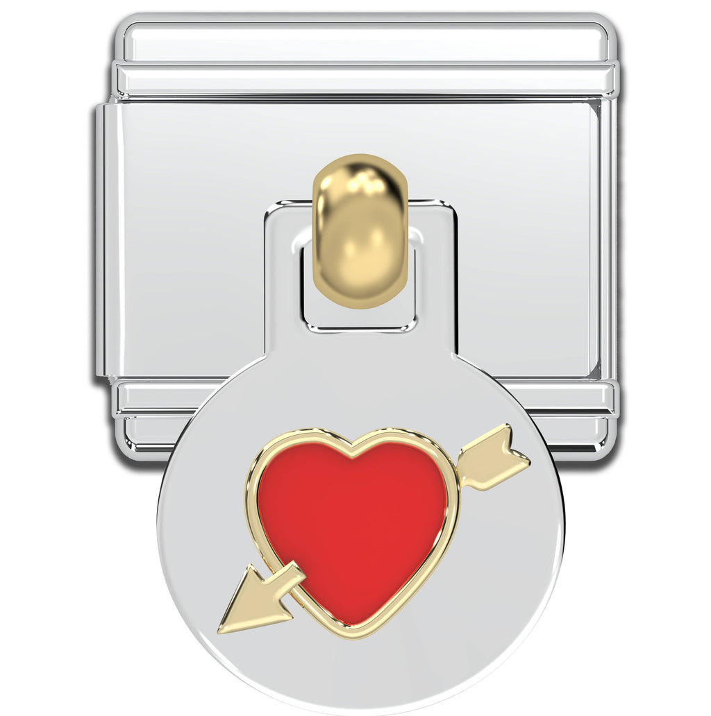 Italian Charm Bracelet Charms - 9mm Heart w/ Arrow Links