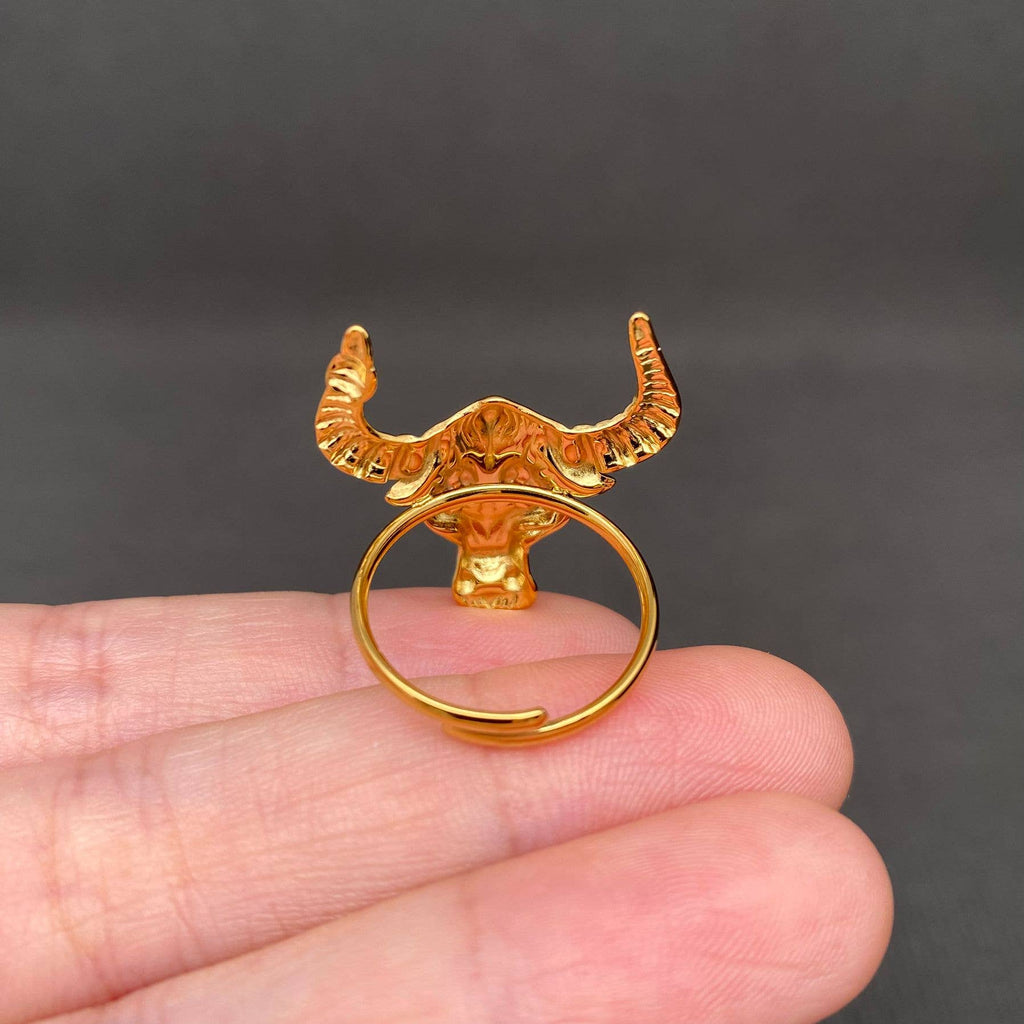 Ox Head 18K Gold Plated Stainless Steel Ring - FGS