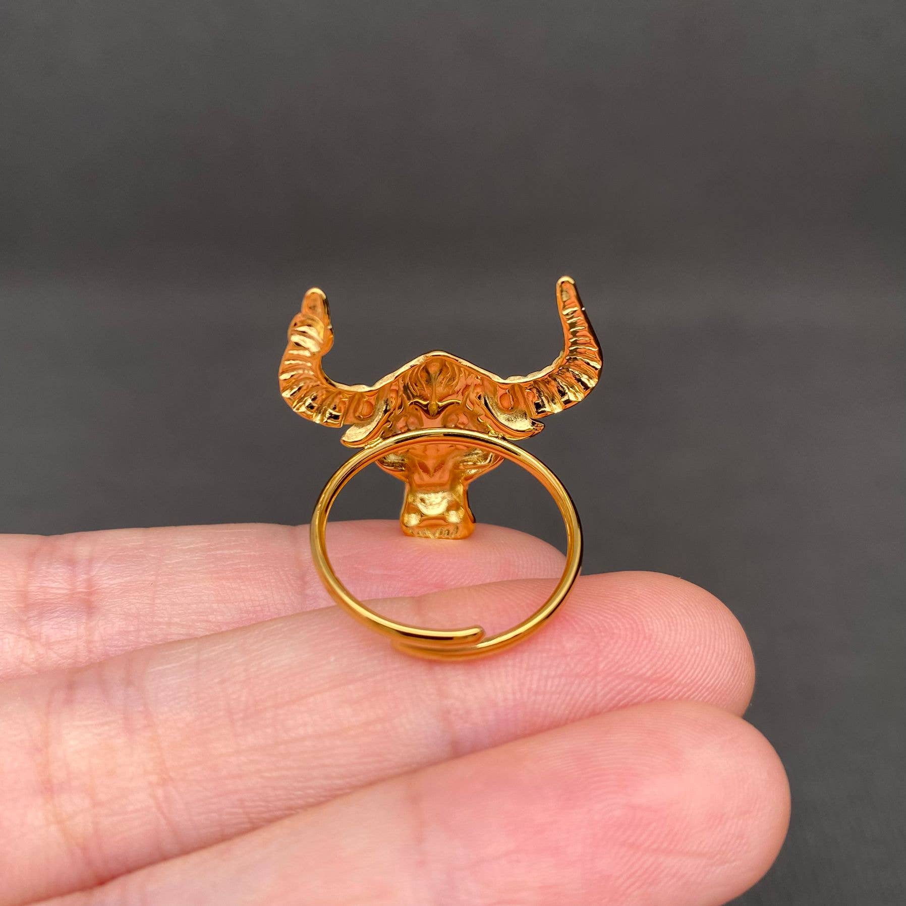 Ox Head 18K Gold Plated Stainless Steel Ring - FGS
