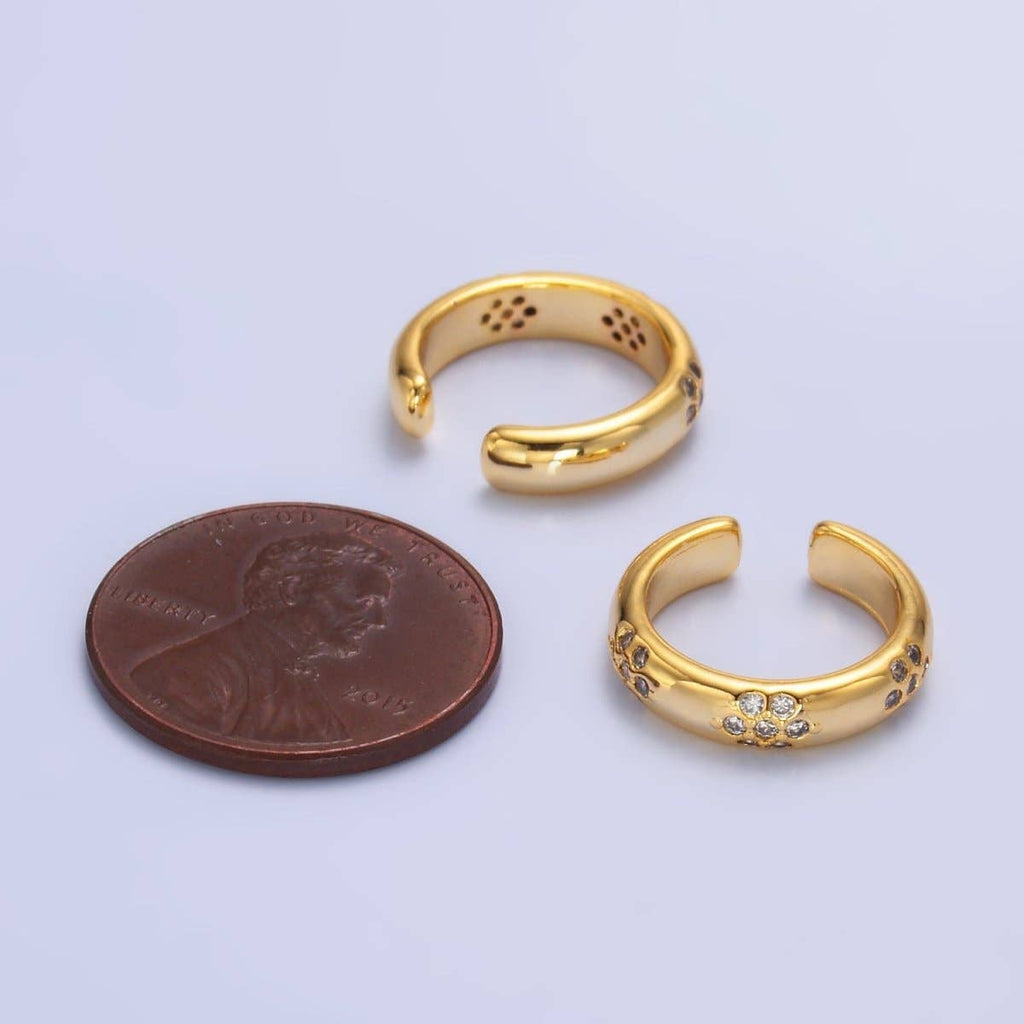 24K Gold Filled CZ Dotted Ear Cuff Earrings in Gold & Silver | AI171 AI172