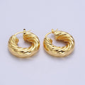 30mm Chubby Twisted Croissant French Lock Latch Earrings in Gold & Silver | AB144 AB145