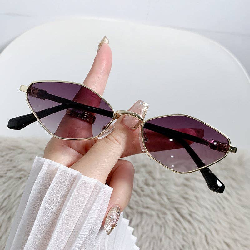 Trendy Hexagonal Sunglasses Metal Frame Fashion Eyewear