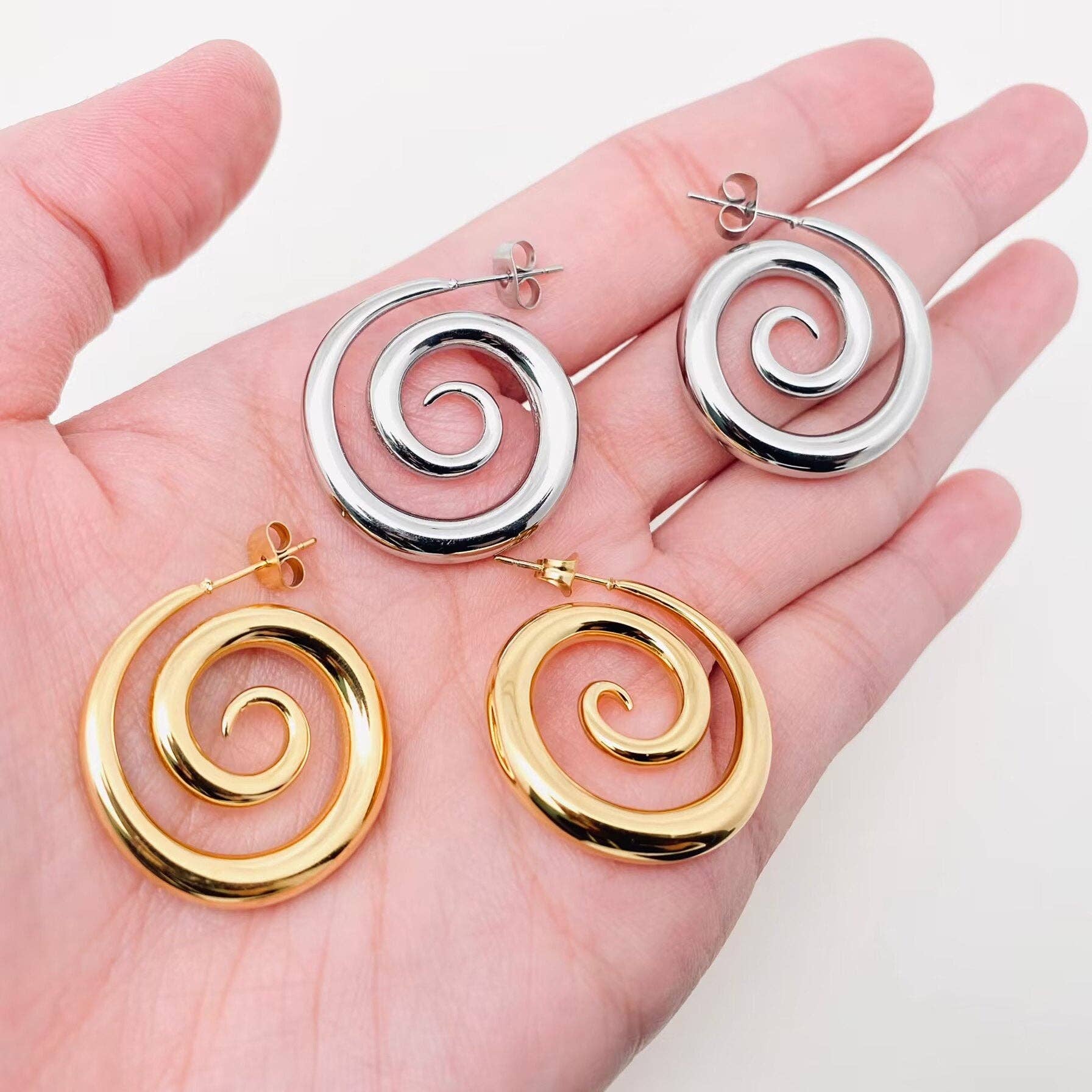 Smoke Shape Stainless Steel Hoop Earrings - FGS