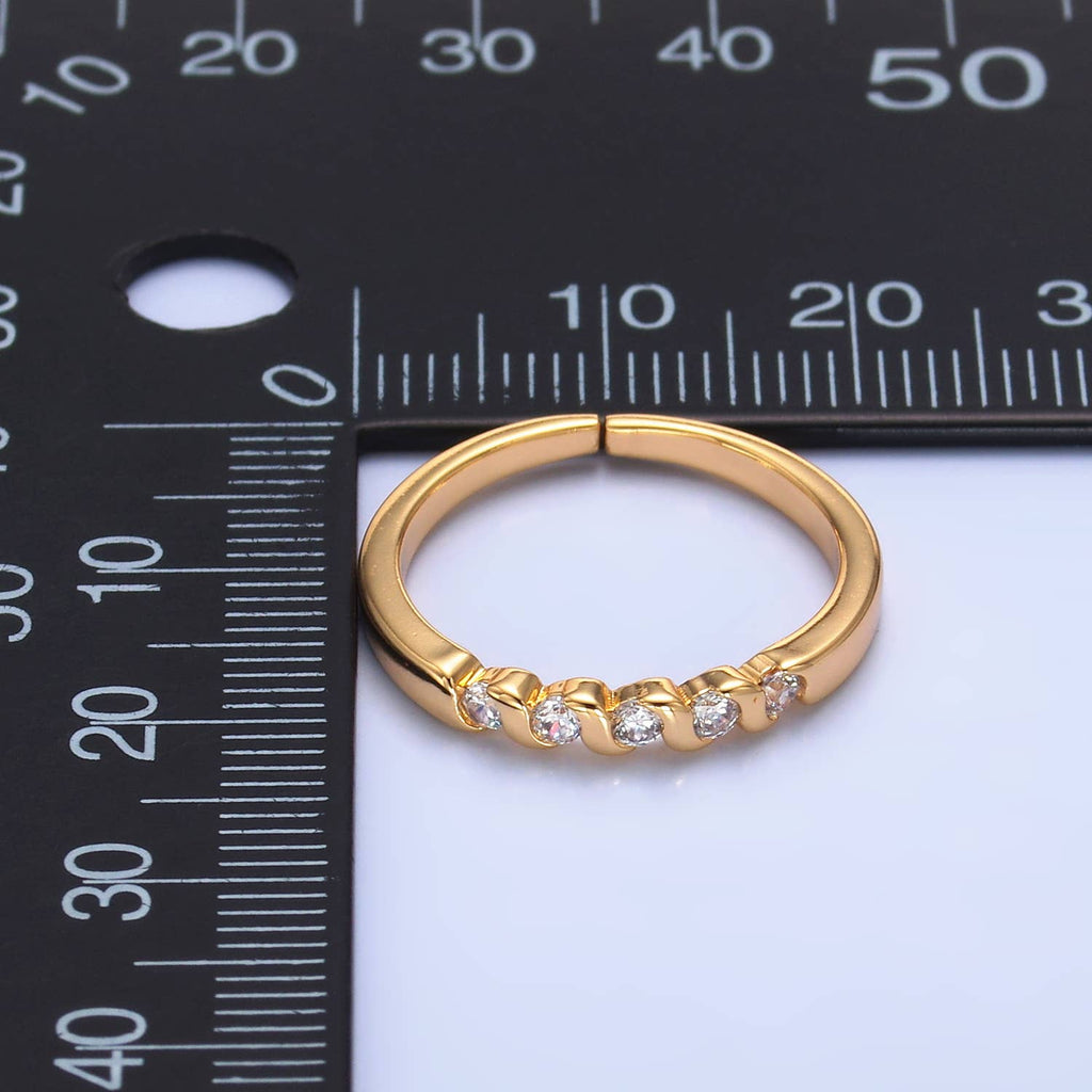 16K Gold Filled CZ Adjustable Minimalist Twisted Ring | U467