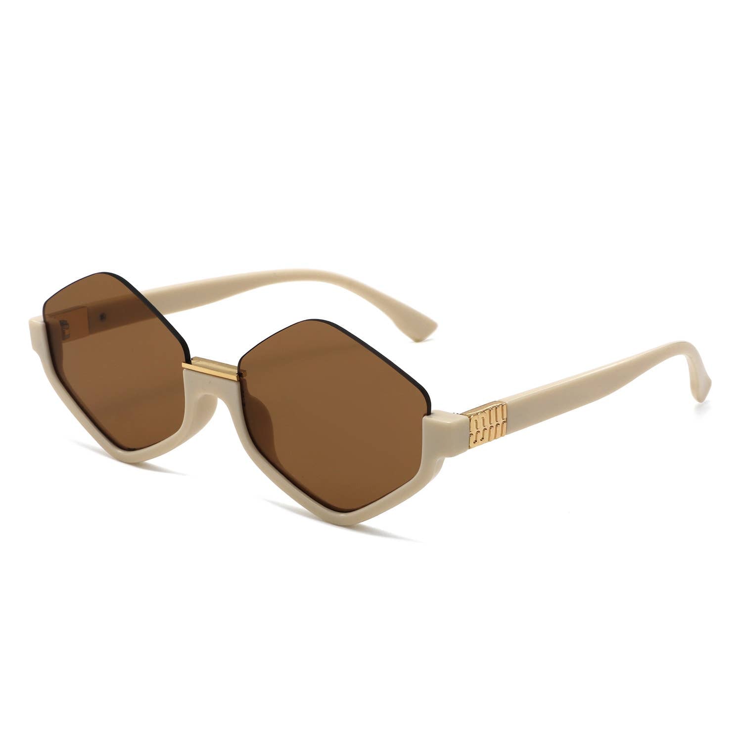Geometric Oversized Semi-Rimless Polygon Fashion Sunglasses