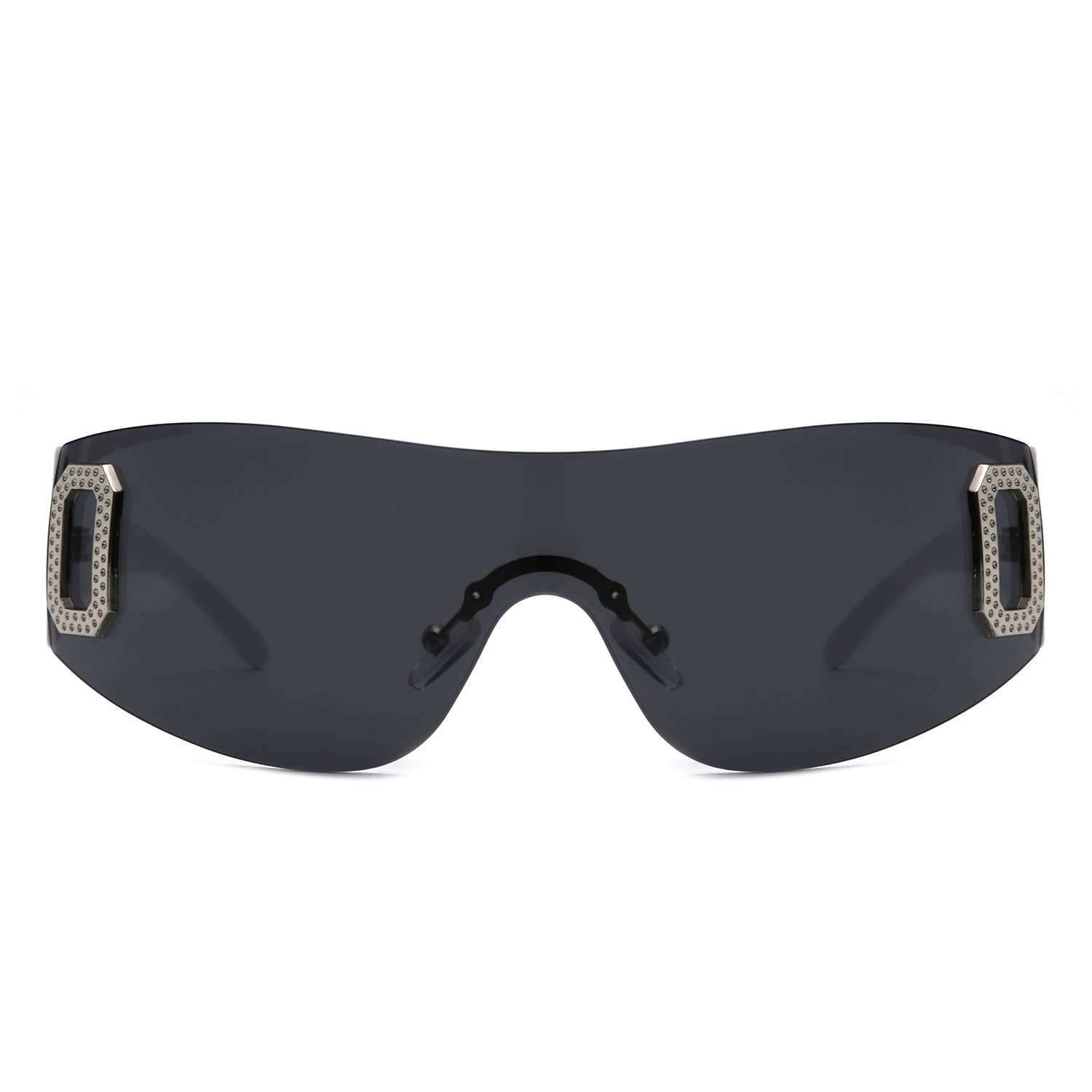 Rectangle Rimless Sleek Wrap Around Fashion Sunglasses