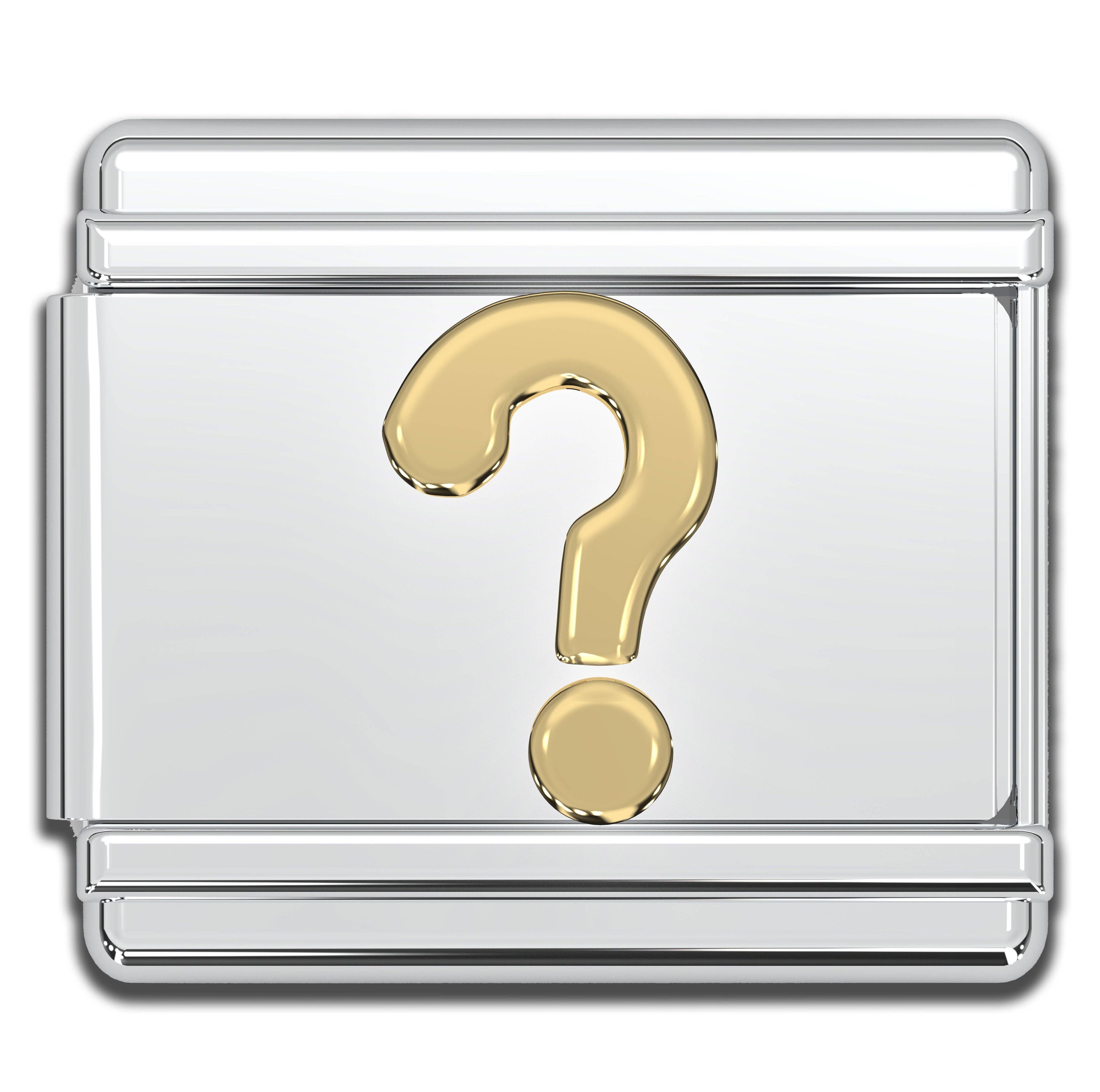 Italian Bracelet Charm - 9mm Gold Question Mark Link