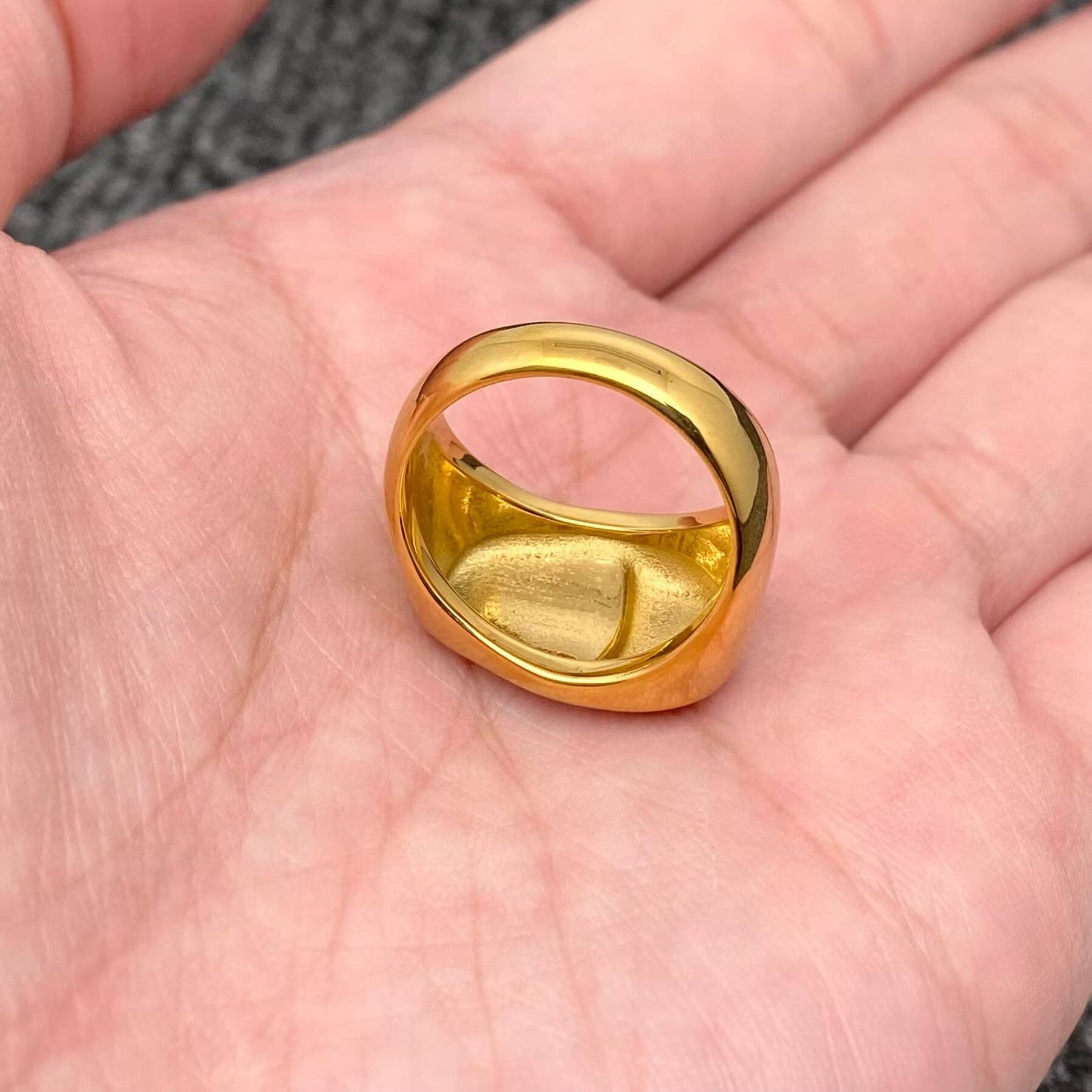 Face Design Two Tone 18K Gold Plated S.Steel Ring - FGS