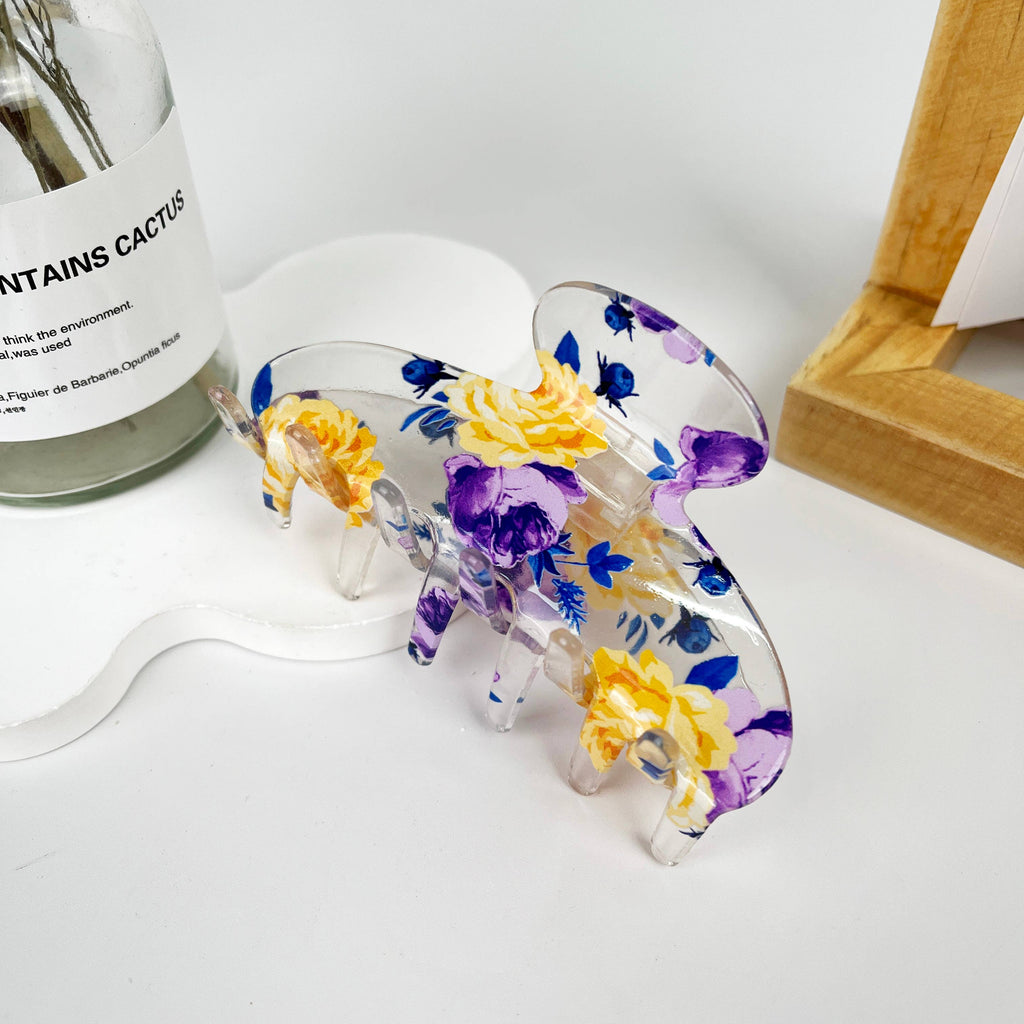 Floral Strawberry Print Hair Claw Clip