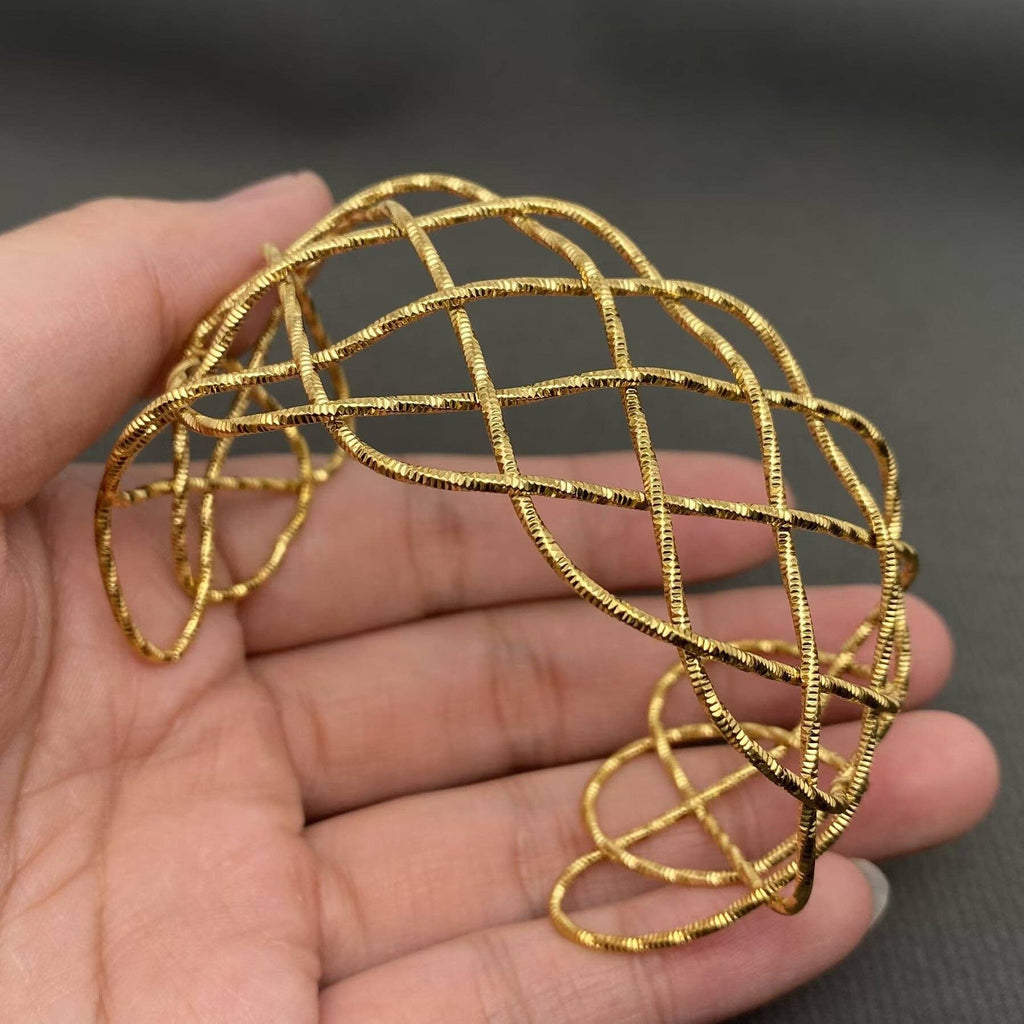 18K Gold Plated Stainless Steel Adjustable Mesh Cuff - FGS