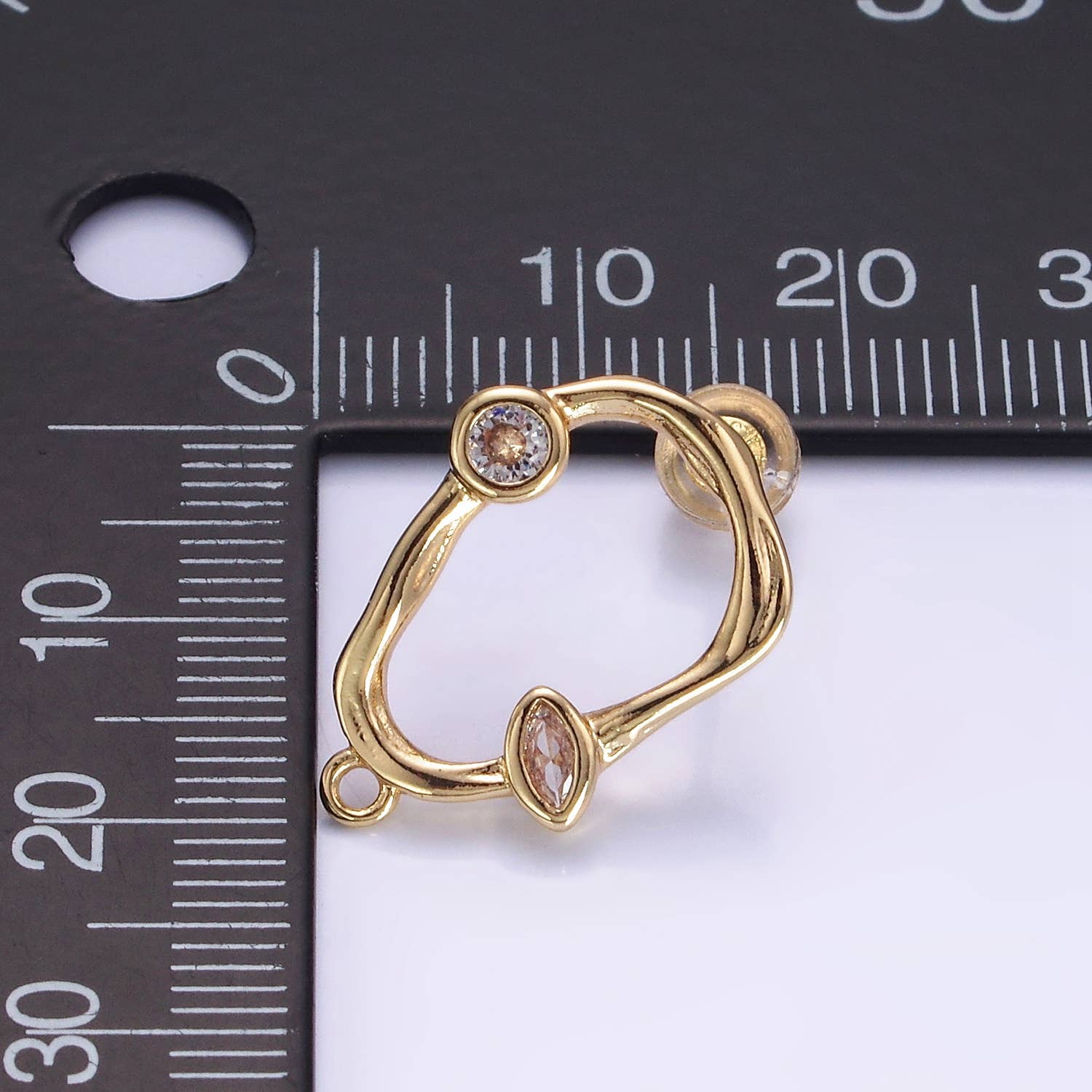 14K Gold Filled Open Abstract Molten CZ Drop Stud Earrings