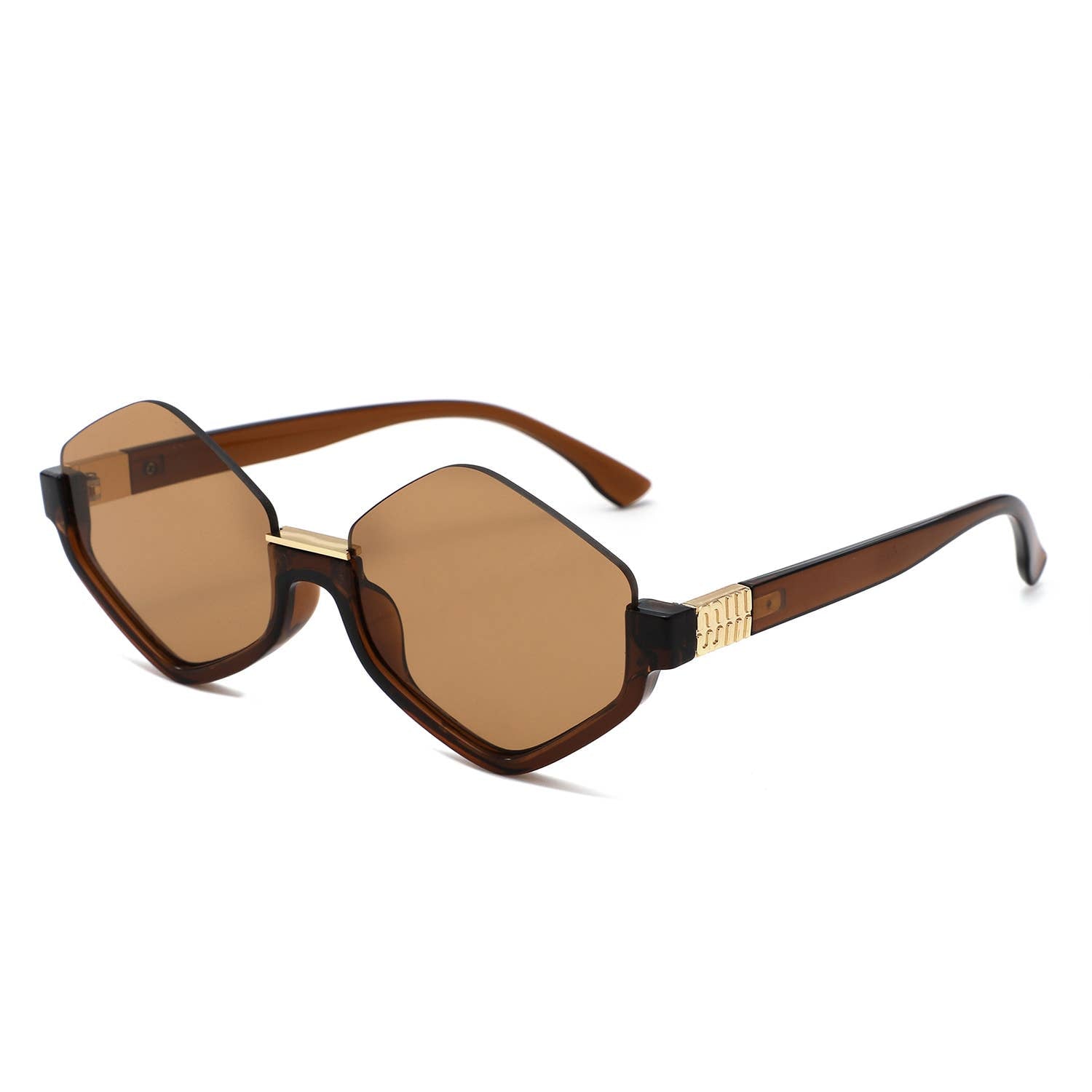 Geometric Oversized Semi-Rimless Polygon Fashion Sunglasses