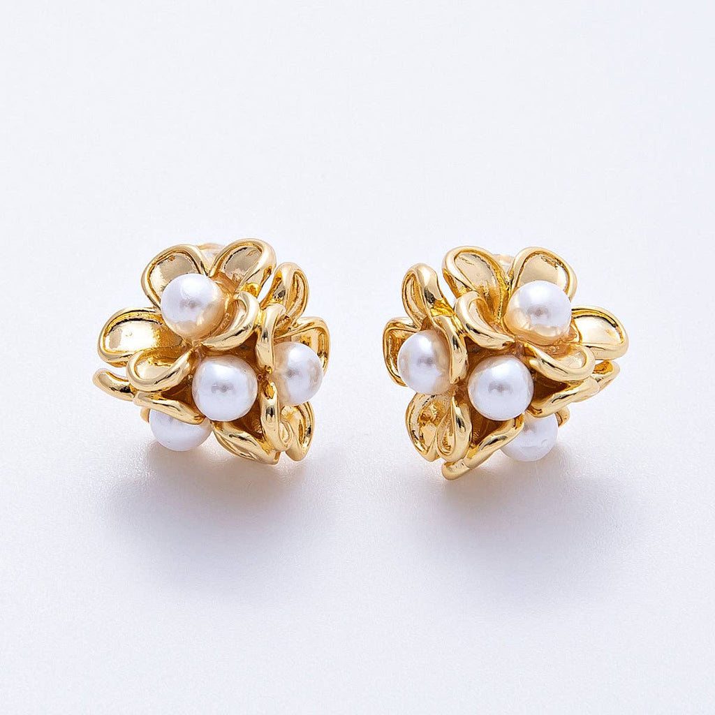 16K Gold Filled Shell Pearl Daisy Flower Studs | Earrings-00165