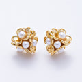 16K Gold Filled Shell Pearl Daisy Flower Studs | Earrings-00165