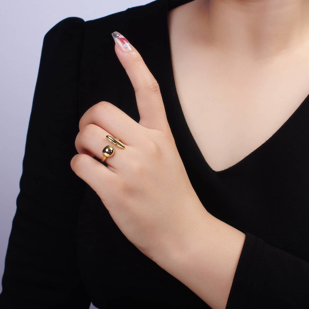 24K Gold Filled Round Sphere Shaped Wrapped Ring | O351
