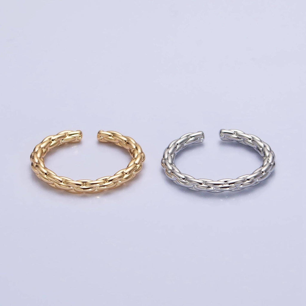 Dainty Gold Rope Ring Open Adjustable Silver Thin Ring