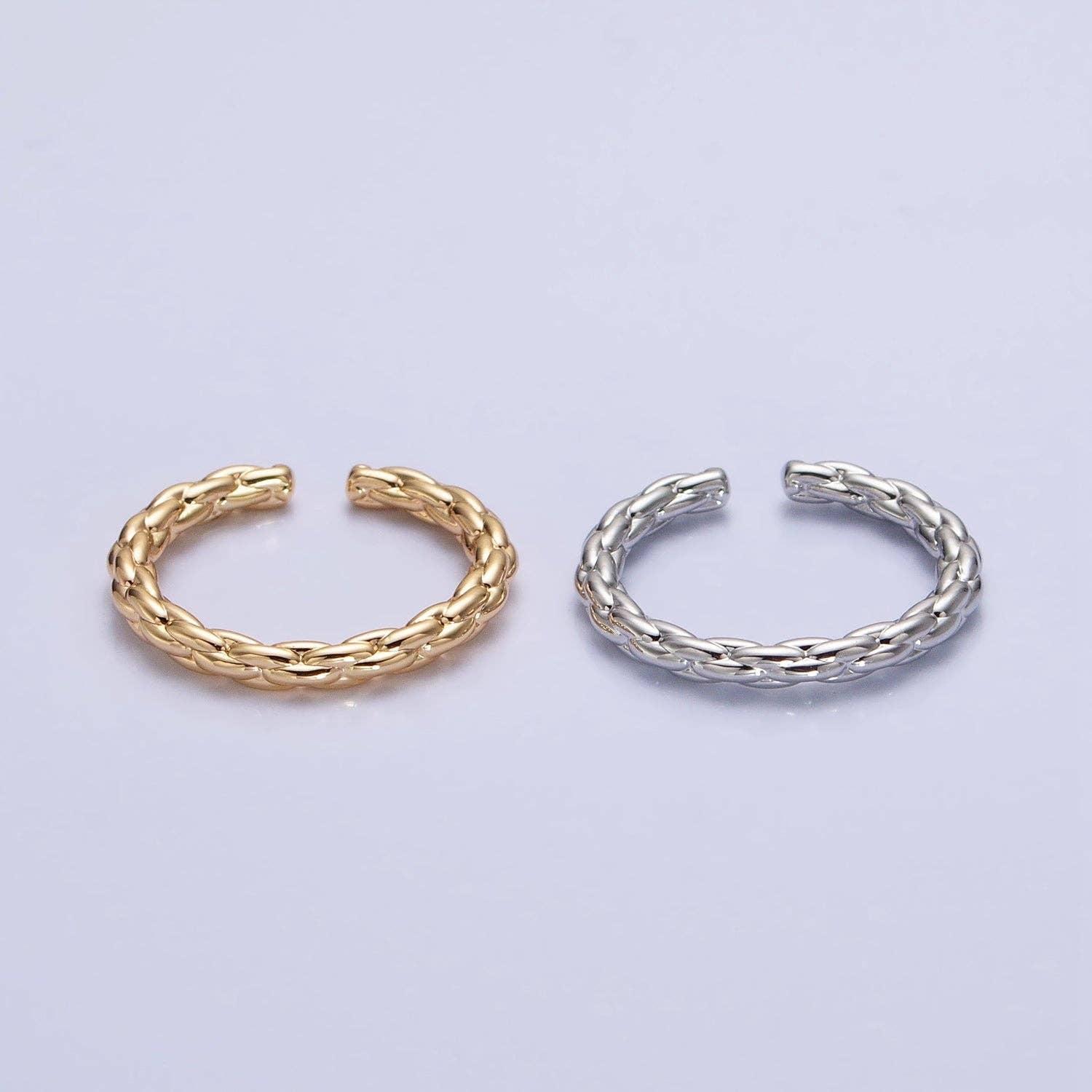 Dainty Gold Rope Ring Open Adjustable Silver Thin Ring
