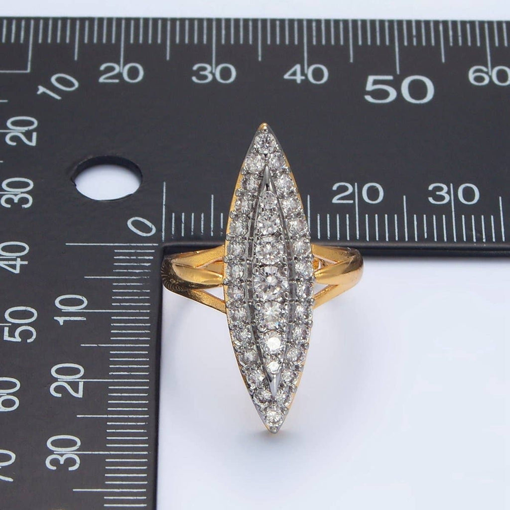 24K Gold Filled Sphere Micro Paved CZ Solitaire Mixed Metal Ring | O1423