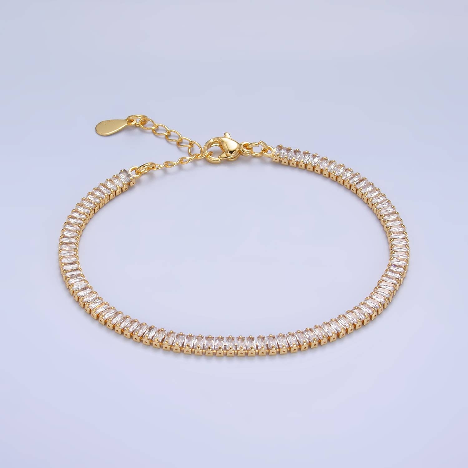 24K Gold Filled CZ Baguette 7inch Tennis Bracelet | WA-2975