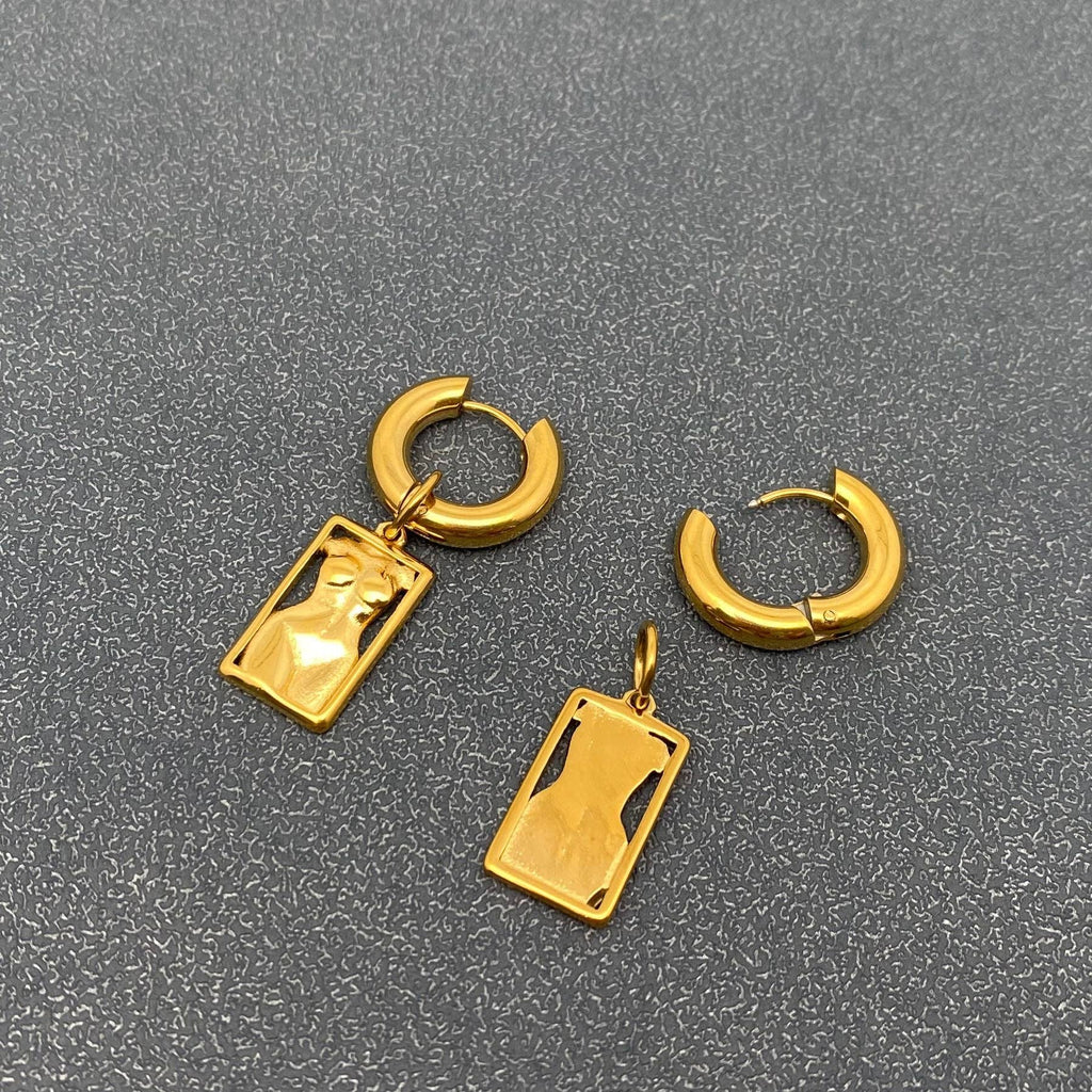 18K Gold Plated SS Women Body Cahrm Huggie Earrings - FGS