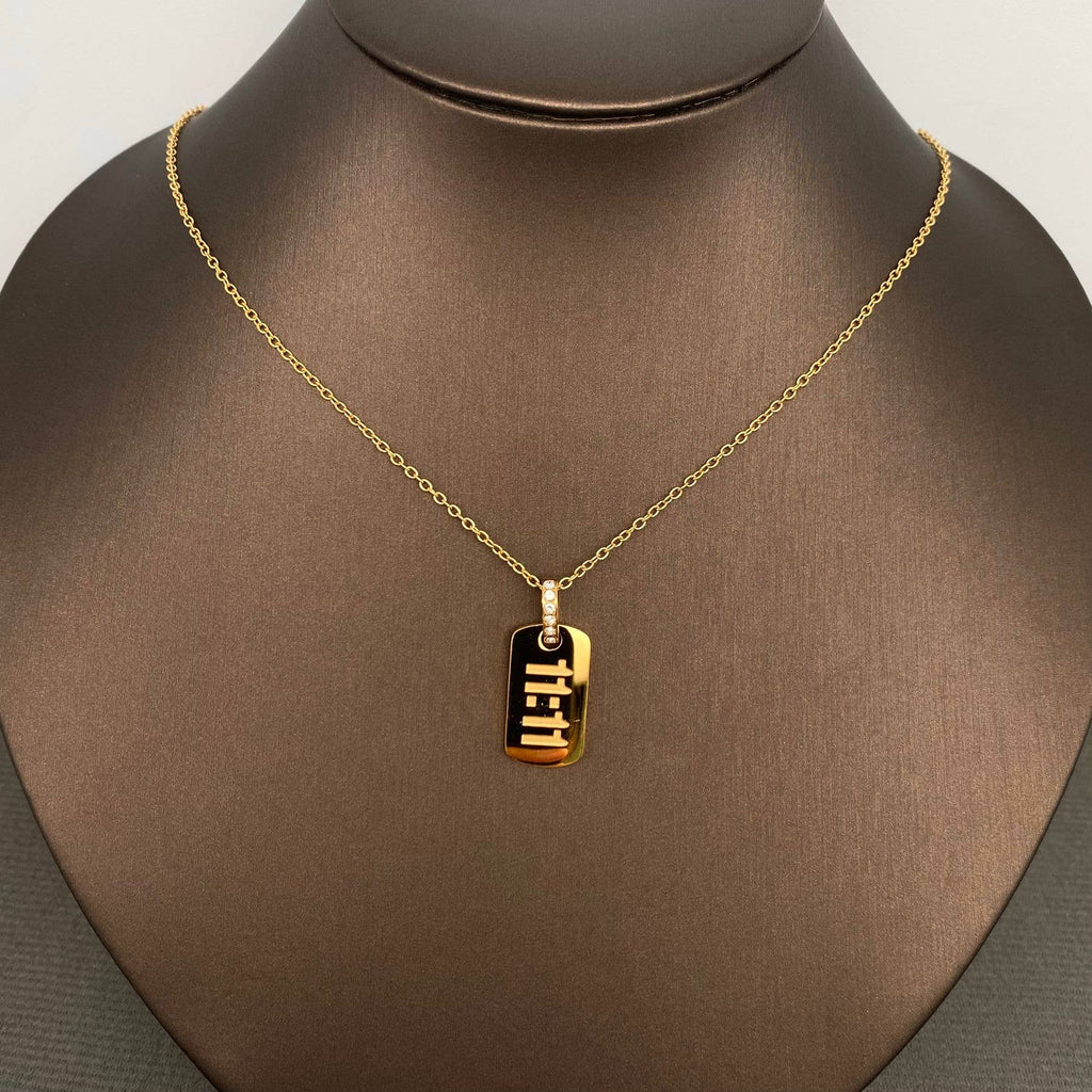 CZ Inlaid '11:11' Charm 18K Gold Plated S.Steel Necklace - FGS
