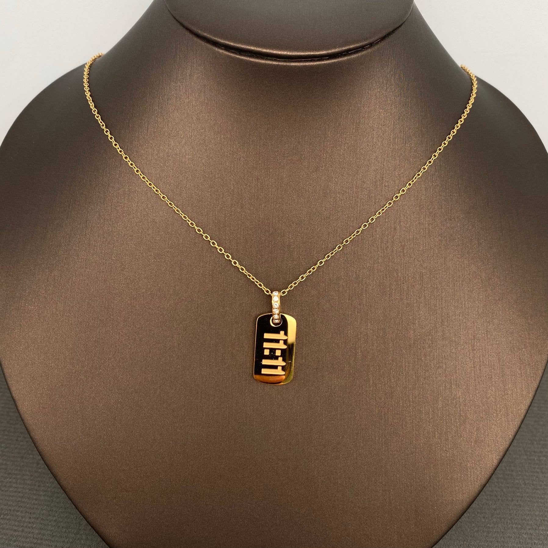 CZ Inlaid '11:11' Charm 18K Gold Plated S.Steel Necklace - FGS
