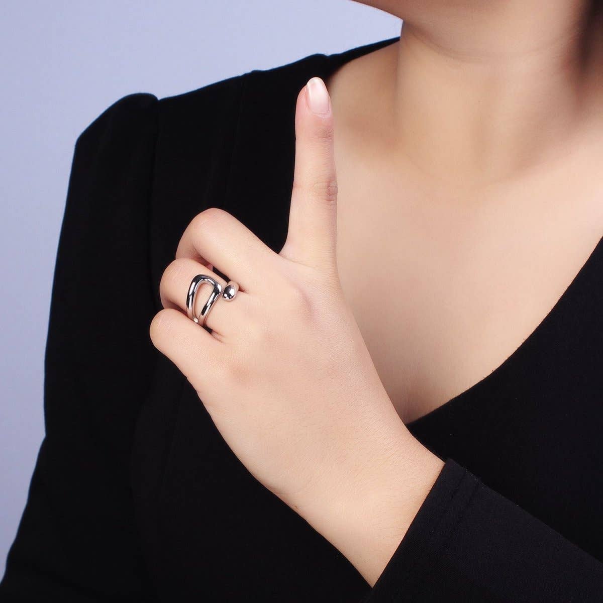 Stainless Steel Geometric Claw Open Double Band Ring in Gold & Silver | O-541 ~ O-548