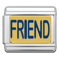 Italian Bracelet Charm - "FRIEND" (Blue) 9mm Links