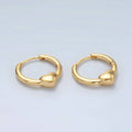 24K Gold Filled 18mm Heart Minimalist Huggie Earrings | Q492