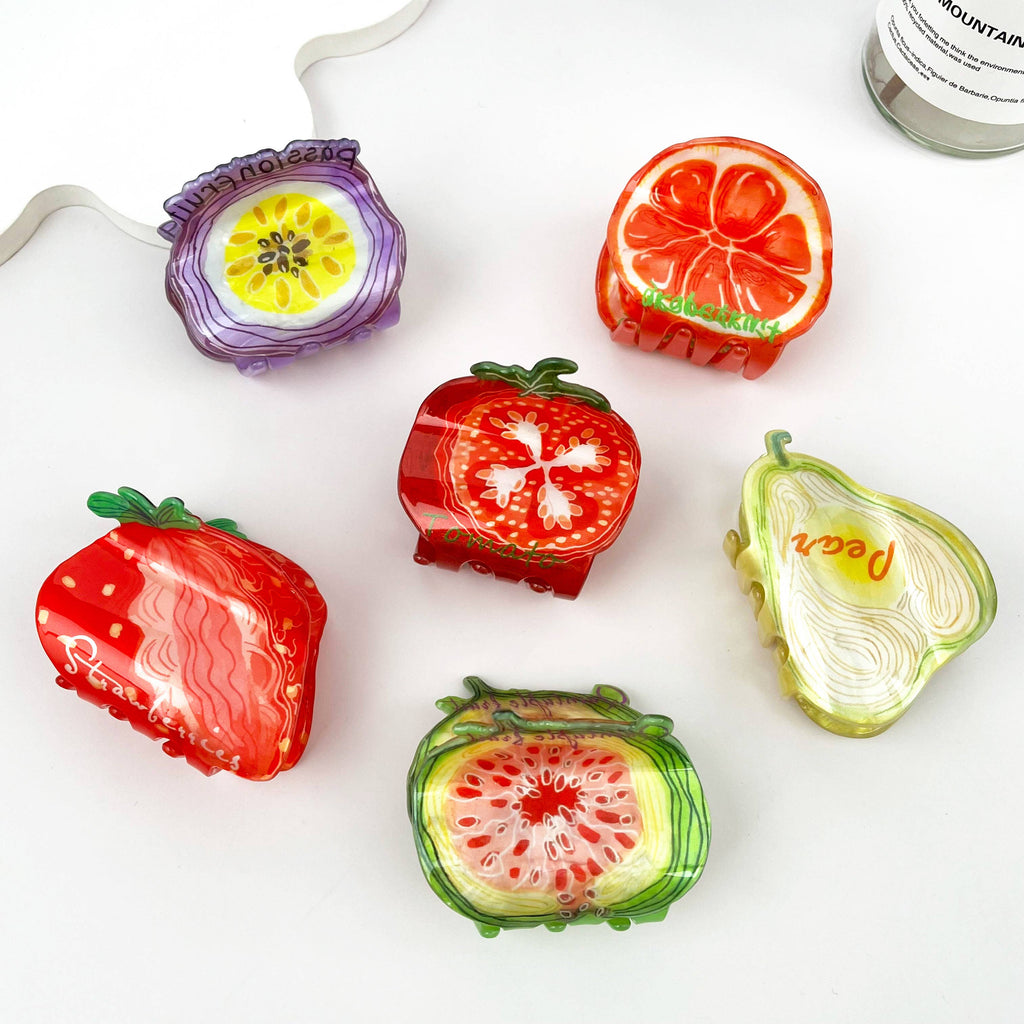 Cute & Fun Versatile Fruit Print Hair Claw Clip