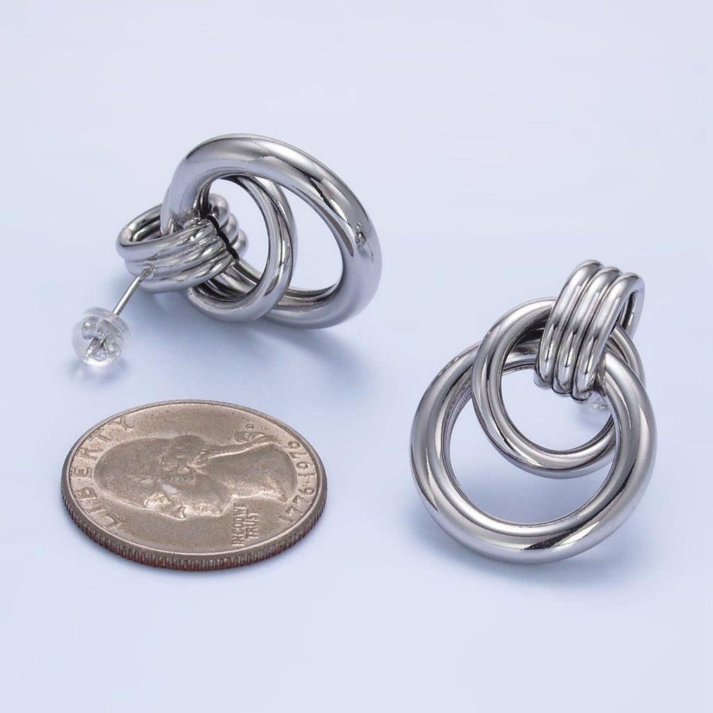 24K Gold Filled Geometric Circular Stud Earrings in Gold, Silver & Mixed Metal | P361 P362 V249