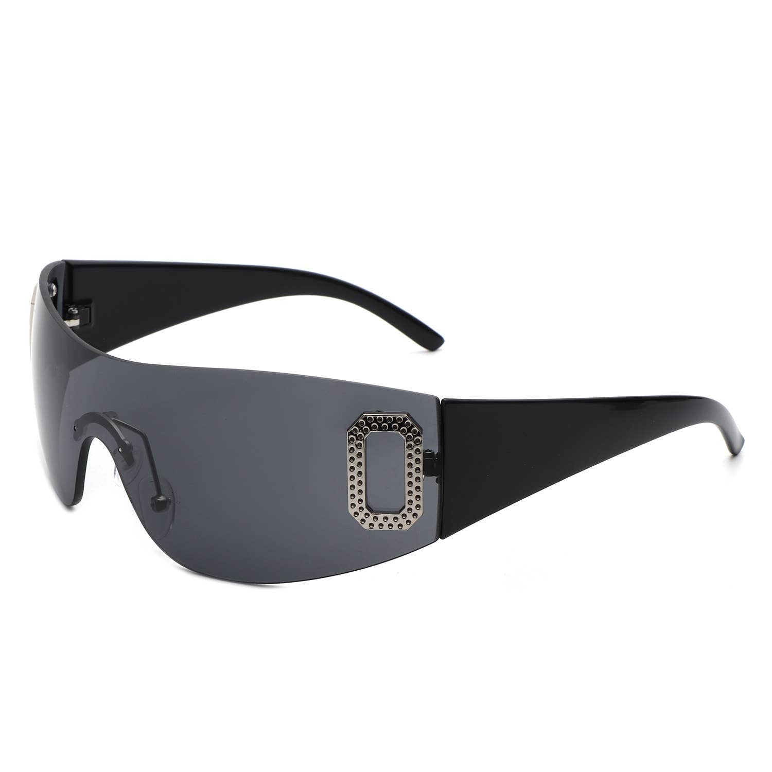 Rectangle Rimless Sleek Wrap Around Fashion Sunglasses